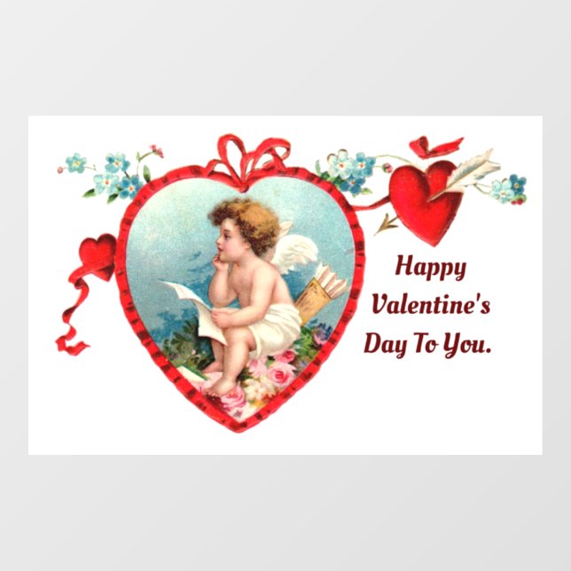 Cupid in Heart Window Cloning Fensteraufkleber (Blatt)