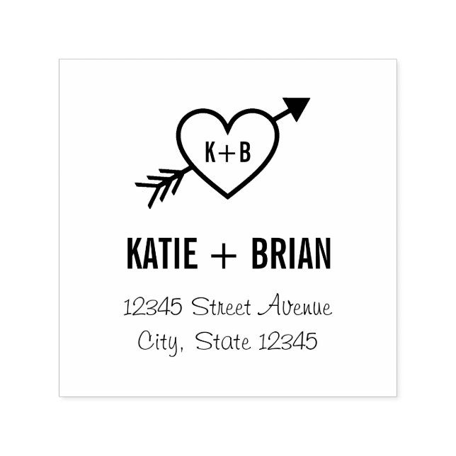 Cupid Initials Personalisierte Gummi-Briefmarke Permastempel (Design)
