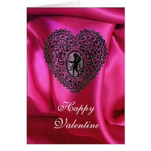 CUPID LACE COEUR SILK FUCHSIA VÊTEMENT, Rose Noir