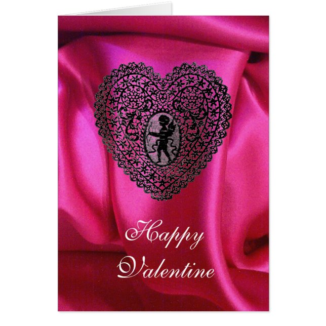 CUPID LACE COEUR SILK FUCHSIA VÊTEMENT, Rose Noir (Devant)