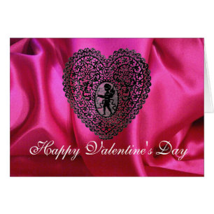 CUPID LACE COEUR SILK FUCHSIA VÊTEMENT, Rose Noir