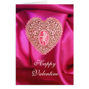 CUPID LACE COEUR SOIE FUCHSIA ROSE CLOCHE