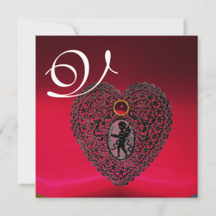 CUPID LACE HEART MONOGRAM, rot-burgund schwarz Ankündigung