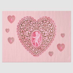 CUPID LACE HERZ Rosa Rot Valentinstag Seidenpapier