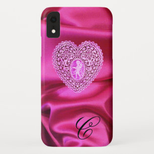 CUPID LACE HERZ SEIDEN PINK FUCHSIA STOFF MONOGRAM Case-Mate iPhone HÜLLE