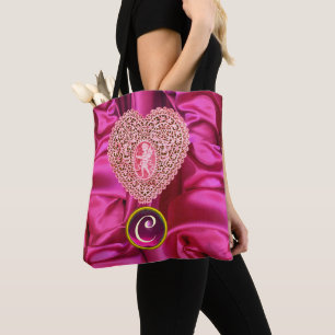 CUPID LACE HERZ SEIDEN ROSA FUCHSIA STOFF MONOGRAM TASCHE