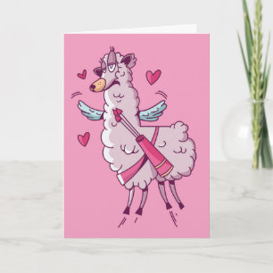 Cupid-Lama Valentinstag-Humor Karte