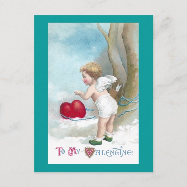 Cupid leitet Herz, wohin zu gehen Postkarte (Vorderseite)