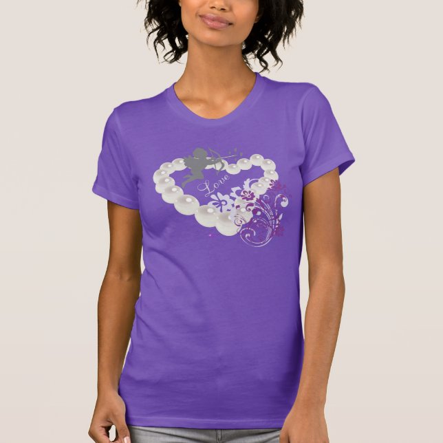 Cupid Liebe Pearls Blumenkohl Lila T - Shirt (Vorderseite)