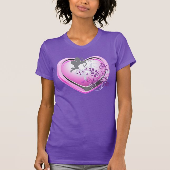 Cupid Liebe Rosa Blumenkohl Lila T - Shirt (Vorderseite)