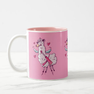 Cupid Llama für Valentinstag Zweifarbige Tasse