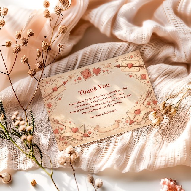 Cupid Love Letters Valentine Party Dankeskarte (Von Creator hochgeladen)