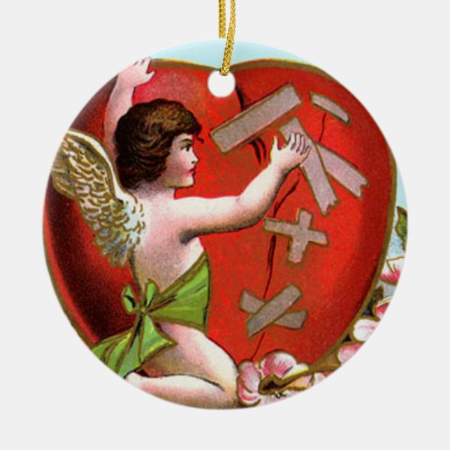 Cupid Mending Broken Heart Keramikornament (Vorne)