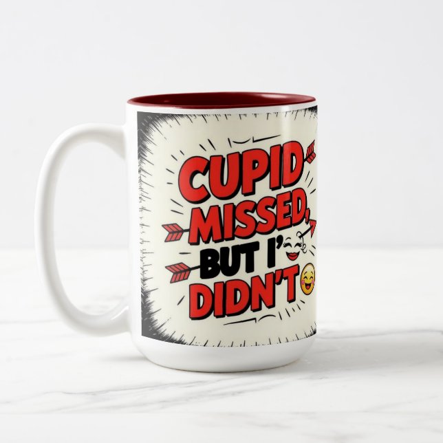 Cupid missed, but I didn't  Zweifarbige Tasse (Links)