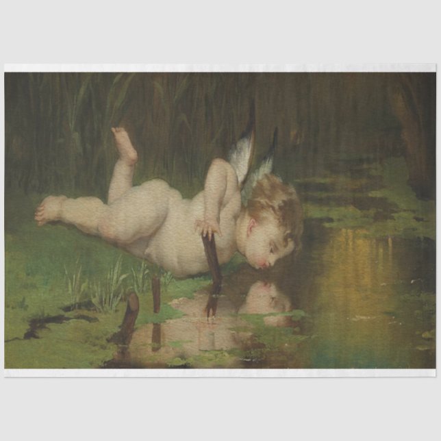 Cupid mit Blick auf die Ölmalerei des Flusses Seidenpapier (Vorderseite)