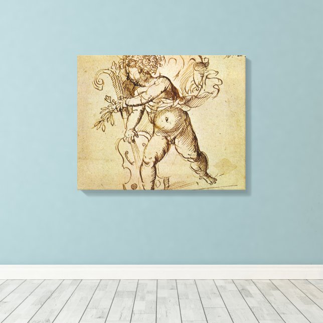 Cupid mit Violine von Domenico Campagnola Leinwanddruck (Insitu (Holzboden))
