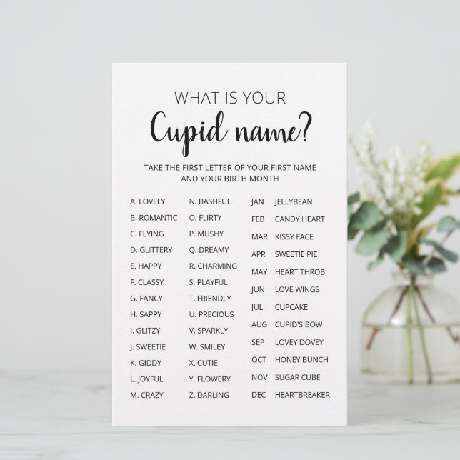 Cupid Name Game Valentine's Day Party (Stehend Vorderseite)