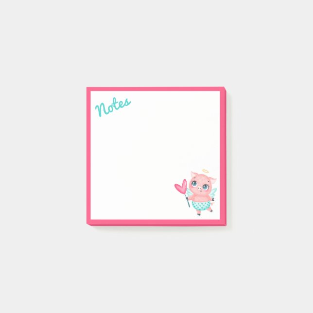 Cupid Pig Post-It Notes Klebezettel (Vorderseite)