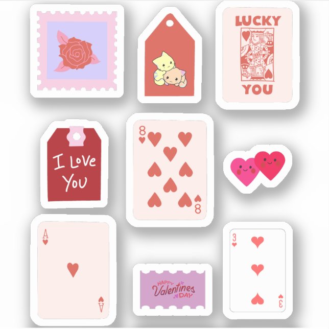 Cupid Pink Liebe Cards & Hearts Aufkleber (Vorderseite)