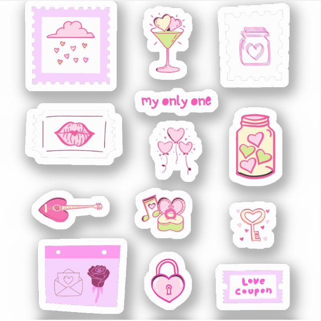 Cupid Pink Liebe Doodbook Aufkleber (Vorderseite)