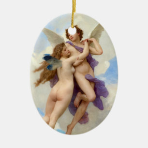 Cupid & Psyche Vintag Bouguereau Keramikornament