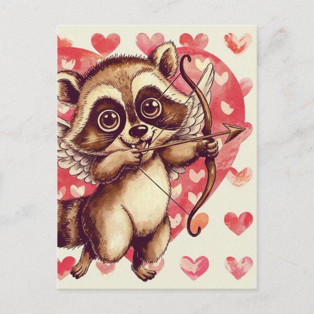 Cupid Raccoon Postkarte (Vorderseite)