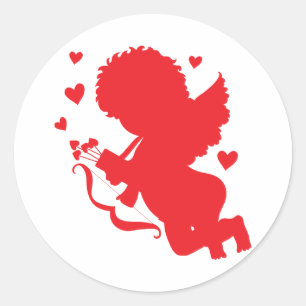 Cupid Red Silhouette Runder Aufkleber