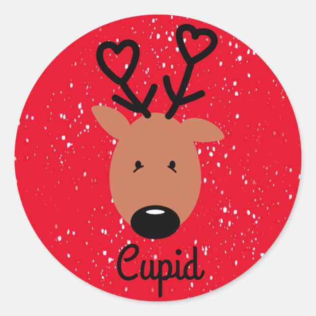 Cupid Rentier Classic Round Aufkleber (Vorderseite)
