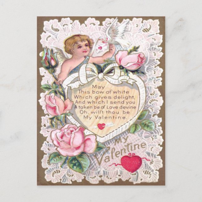 Cupid Rose Rose Dove Heart Arrow Postkarte (Vorderseite)