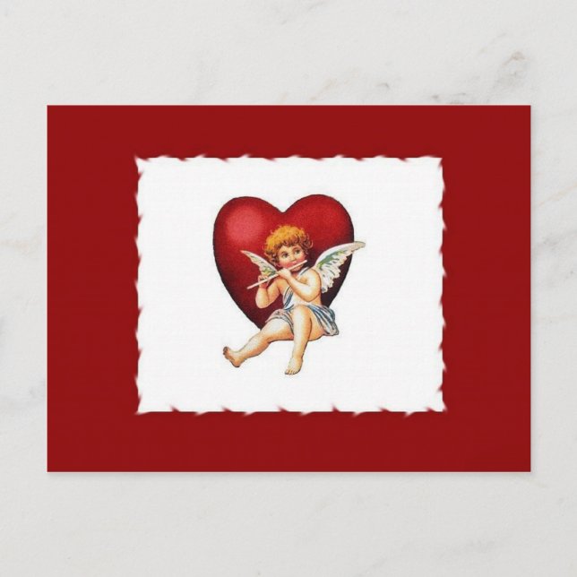 Cupid & Seiner Flute - Valentine Postkarte (Vorderseite)
