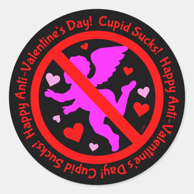 Cupid Sind zum Kotzen glücklichen Anti-Valentinsta Runder Aufkleber (Vorderseite)