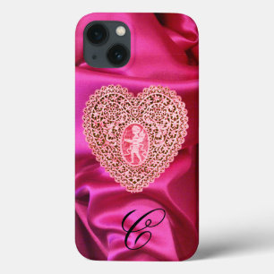 CUPID SPITZENHERZ SEIDENPINK FUCHSIA STOFF MONOGRA Case-Mate iPhone HÜLLE
