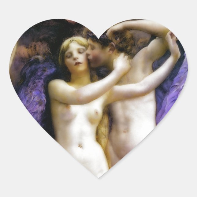Cupid und Psyche Herz-Aufkleber (Vorderseite)