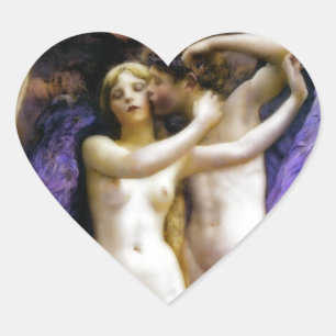 Cupid und Psyche Herz-Aufkleber