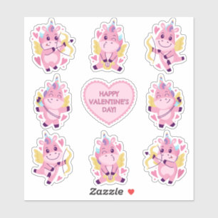 Cupid Unicorns für den Valentinstag Aufkleber