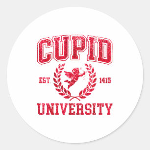 Cupid Universität Lustiger Valentinstag Süße Fraue Runder Aufkleber