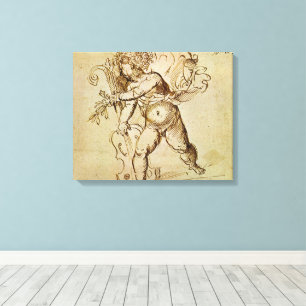 Cupido mit einer Violine von Domenico Campagnola Leinwanddruck