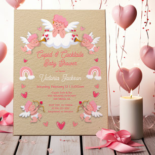 Cupids and Cocktails Valentinstag Babydusche Einladung