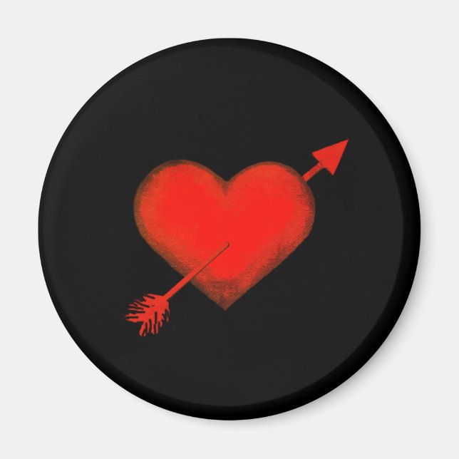 Cupids Arrow Red auf Black Button Magnet (Vorne)