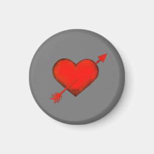 Cupid's Arrow Red auf Gray Button Magnet