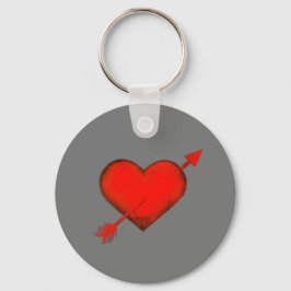 Cupid's Arrow Red auf Gray Button Schlüsselanhänge Schlüsselanhänger