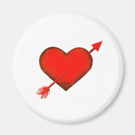 Cupid's Arrow Red auf White Button Magnet