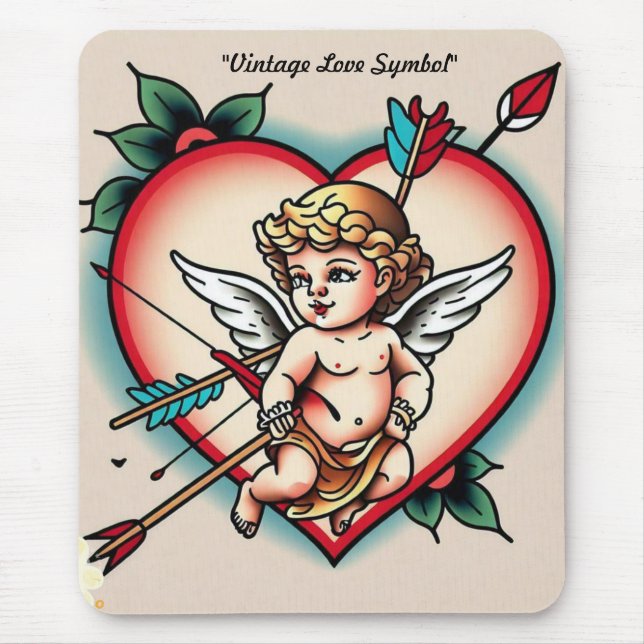 Cupid's Classic Heart Tattoo Mousepad (Vorne)