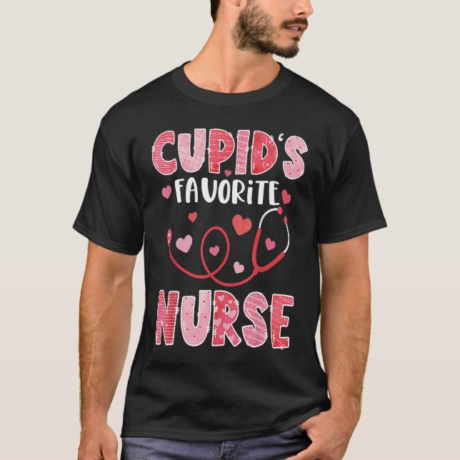 Cupid's Favorite Nurse Valentine's Day T-Shirt (Vorderseite)