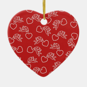 Cupids & Hearts - kundenspezifische Farbtöne Keramik Ornament