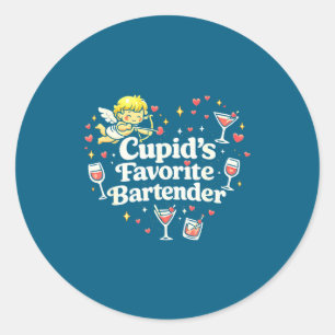 Cupids Lieblings-Barkeeper lustiger Valentinsdrink Runder Aufkleber