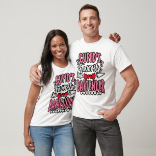 Cupids Lieblings-Barkeeper-Valentinstag Matching T-Shirt