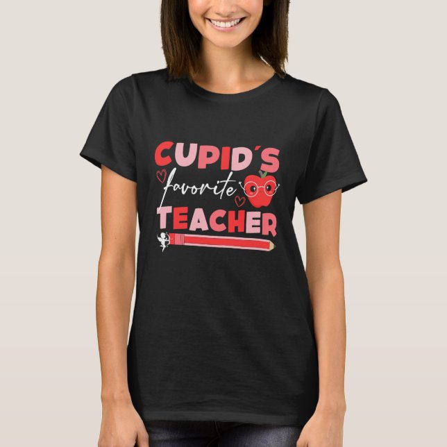 Cupids Lieblings-Lehrer-Valentinstag T-Shirt (Vorderseite)