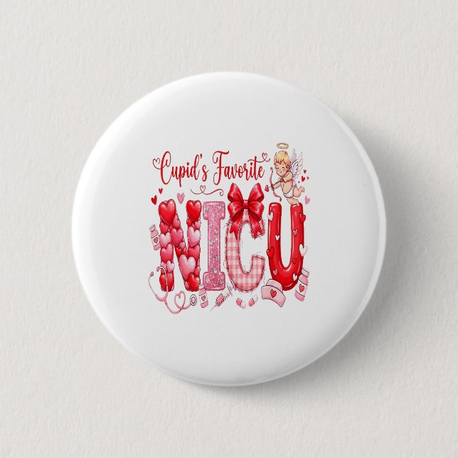 Cupids Lieblingskrankenschwester Nicu Valentinstag Button (Vorderseite)