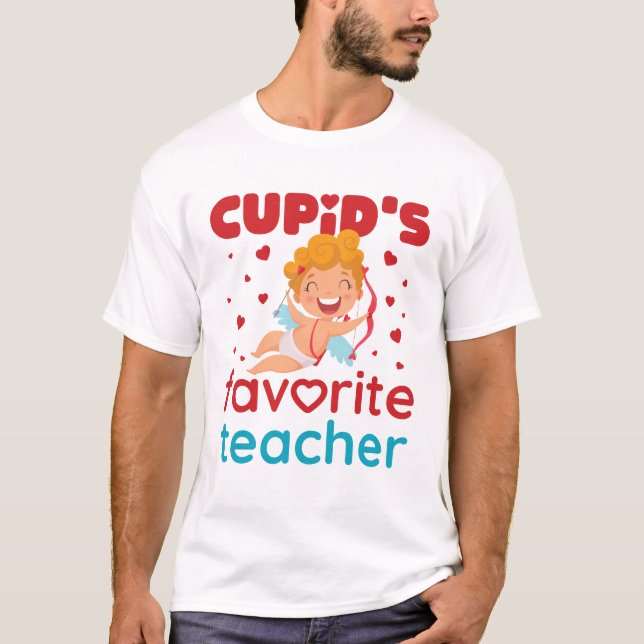 Cupids Lieblingslehrer Niedlicher Valentinstag T-Shirt (Vorderseite)